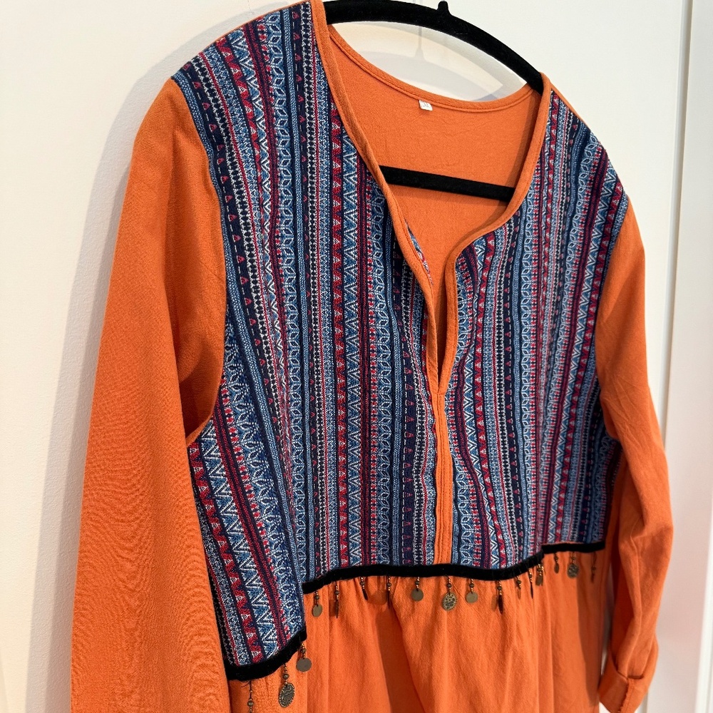 Ethnic folkloric vintage midi dress XL